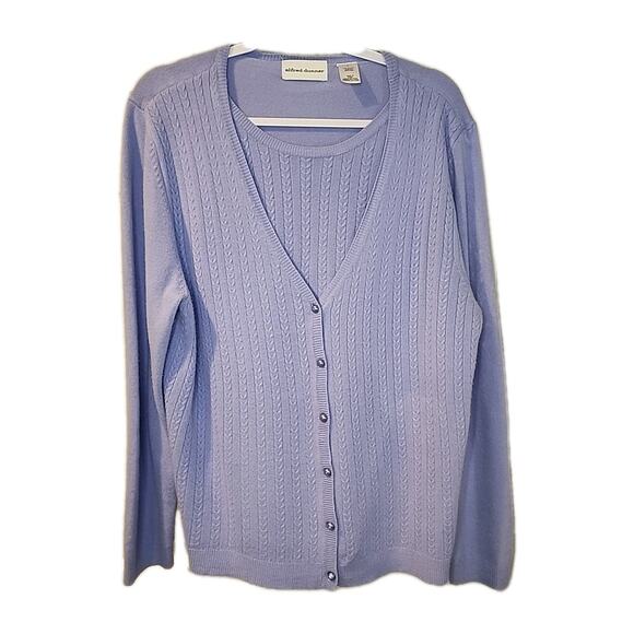 Alfred Dunner womens Long sleeve button down twin knit cardigan set Blue Size L - Picture 1 of 11